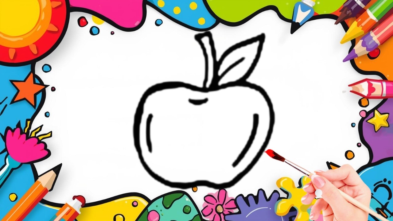 How To Draw cute Apple Drawing, Painting & Coloring For Kids and Toddlers_🌈🎨 🐋