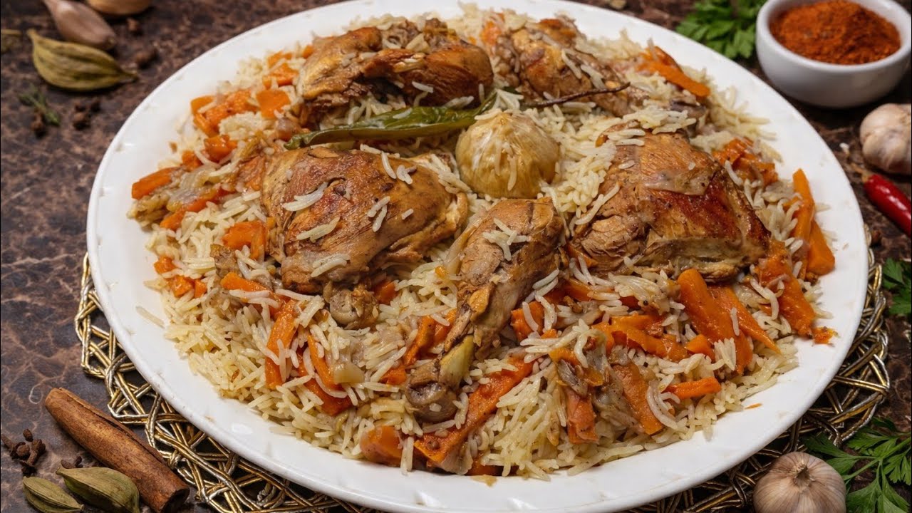 "الأرز الأوزبكي الأصلي بالدجاج 🍚🥕 | طريقة سهلة وطعم مثل المطاعم"