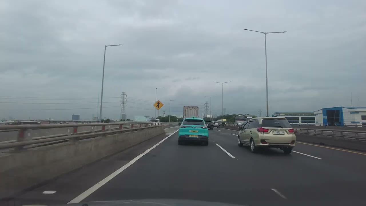 Morning Drive on Jakarta Inner City Toll Road From Cawang Interchange to Rawasari Central Jakarta