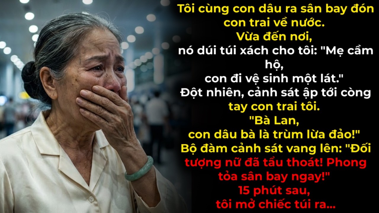 Đón chồng ở sân bay, con dâu xin đi vệ sinh rồi BIẾN MẤT - 15 phút sau chồng bị CÒNG TAY.