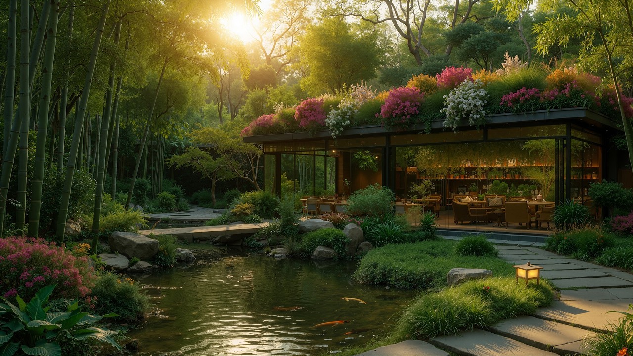 Tranquil Forest Garden Café ☕🌿 Smooth Jazz & Nature Ambience for Relaxation, Study & Focus