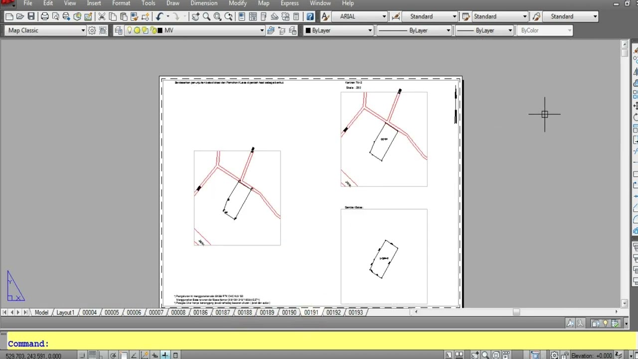 AUTOLISP GAMBAR UKUR 3 VIEW