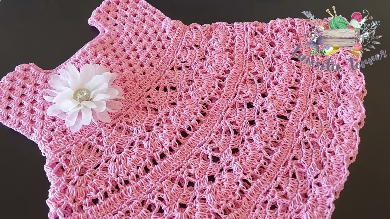 VESTIDO PARA BEBÉ A CROCHET *MODELO LYA* PASO A PASO - PUNTO FANTASIA - TEJIDO FÁCIL || 0 A 3 MESES