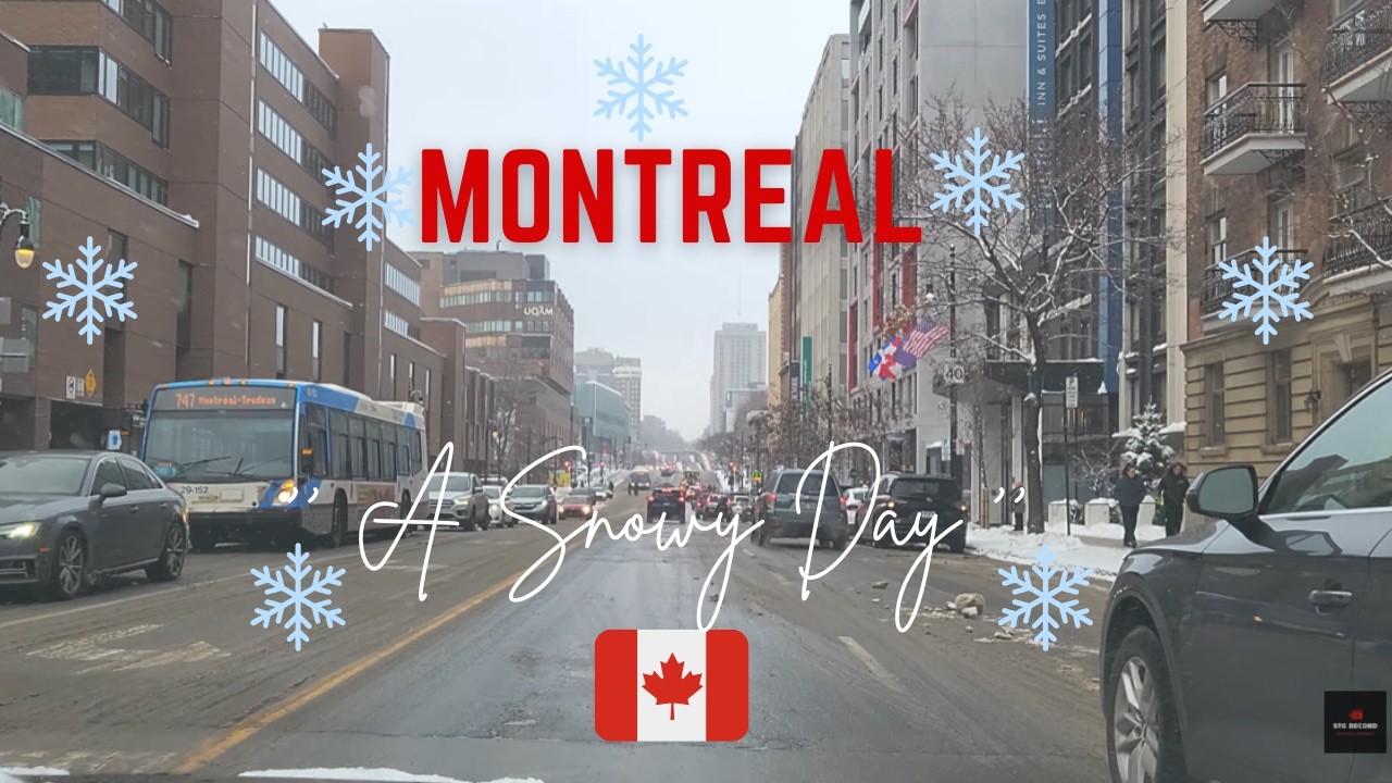 Driving in Montreal (4k) Winter Vibes #snowing #canadalife#driving#winter#snowfall#canada