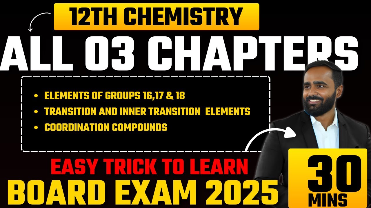 12th Chemistry 03 Chapters in One Video|Easy Trick to Learn|One Shot |Pradeep Giri Sir