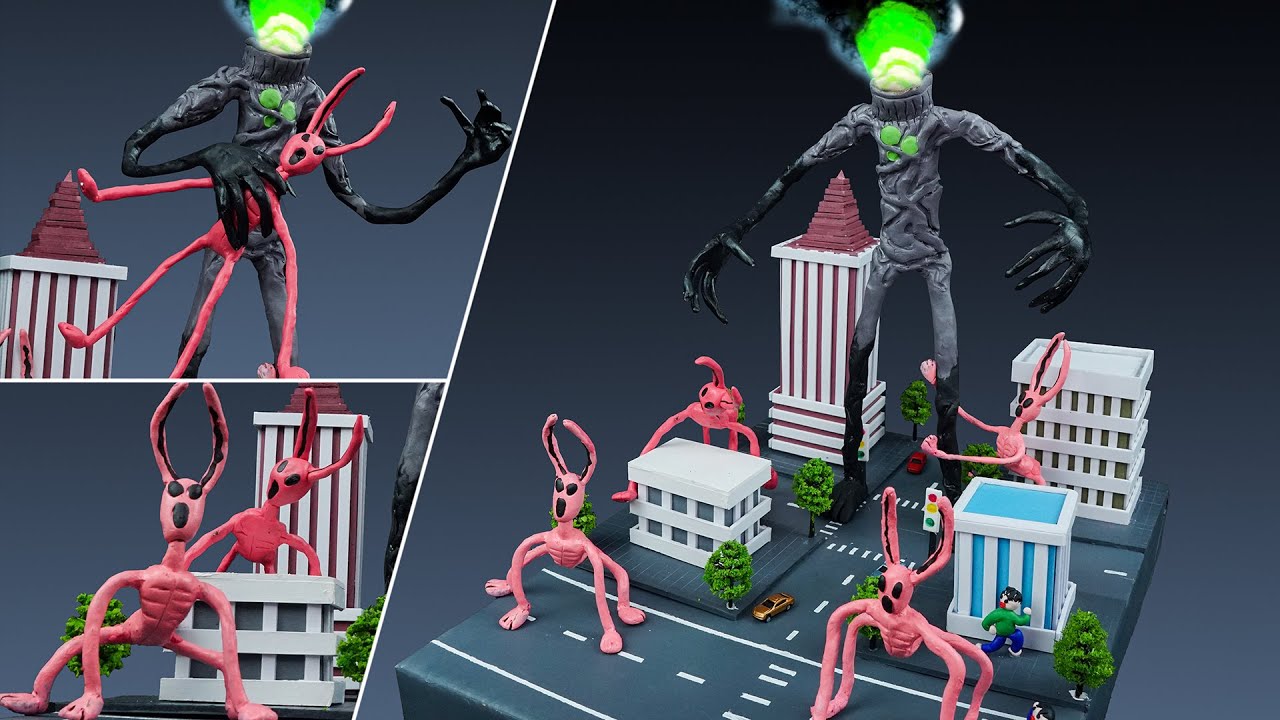 😱 Making CHIMNEY HEAD ATTACK DEMONIC BUNNY - Leovincible &Trevor Henderson Creatures with Clay