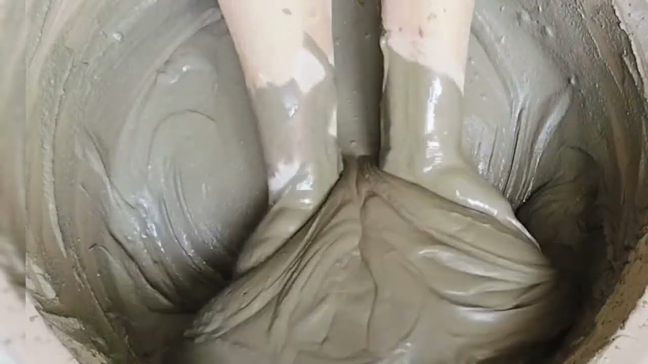 Pure mud dirt water crumbling yummy paste mixing / Black mud dirt crumbling