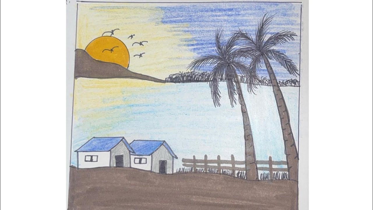 How to sketch natural scenery/ easy drawing ideas for beginners 