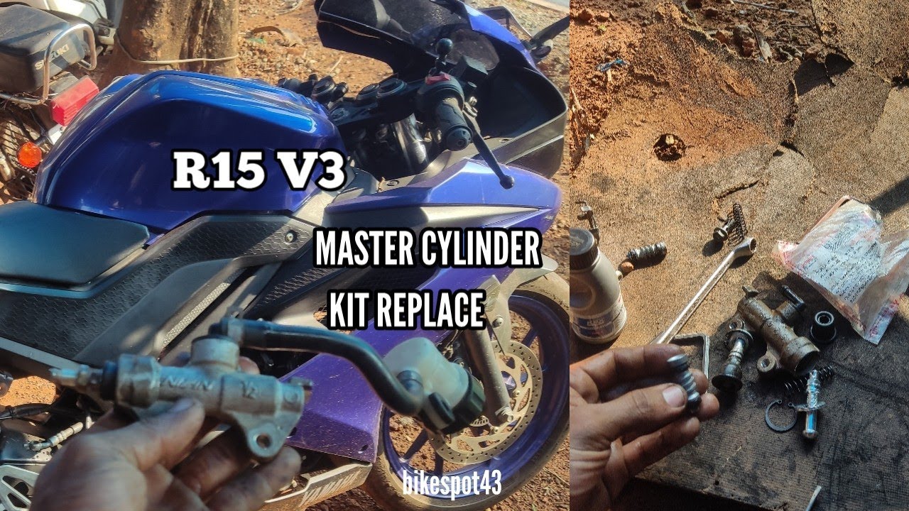 YAMAHA R15 rear master cylinder kit change video malayalam @bikespot43