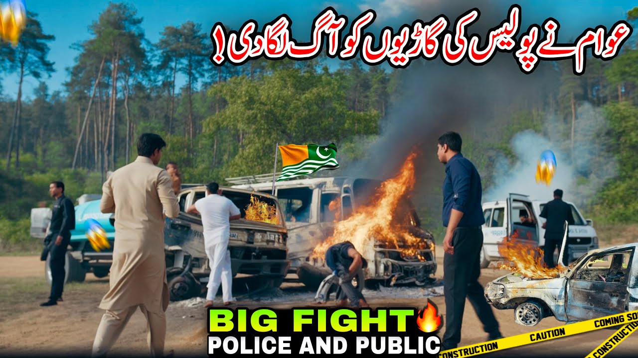 😱Big Fight Between People And Police/People Set Fire To Police Vehicles/Latest Update Azad Kashmir/