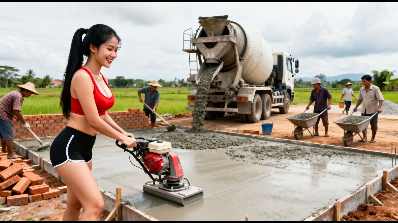 【建築DIY】50㎡レンガ護岸作り、コンクリート基礎流し | Building 50m² Brick Embankment and Pouring Solid Concrete Foundation
