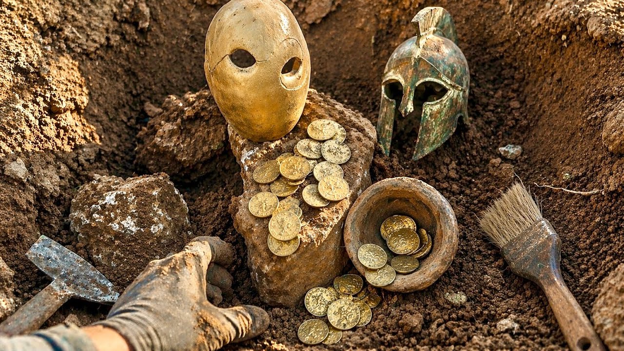 Ancient mask & gold coins found in secret location! 