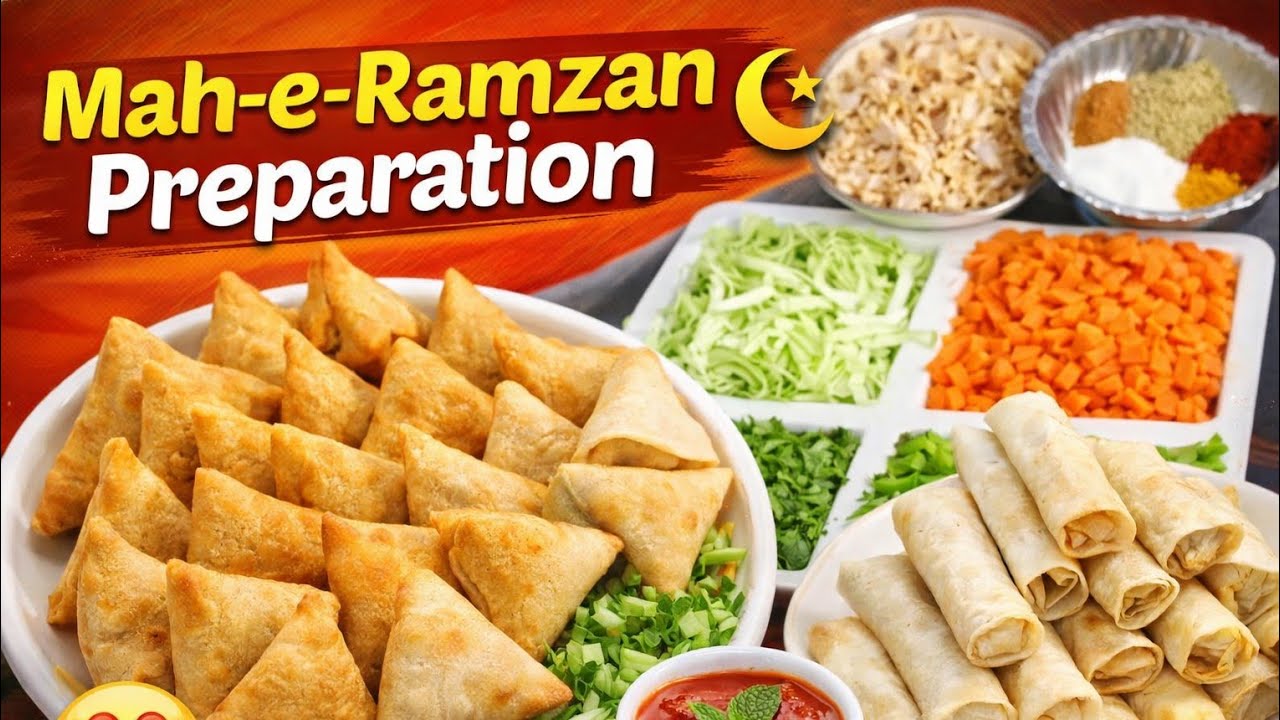 Mah-e-Ramzan Preparation| Samosa & Roll Banane Ki Tayyari | Ramzan Special Iftar Prep #taslimavlog 