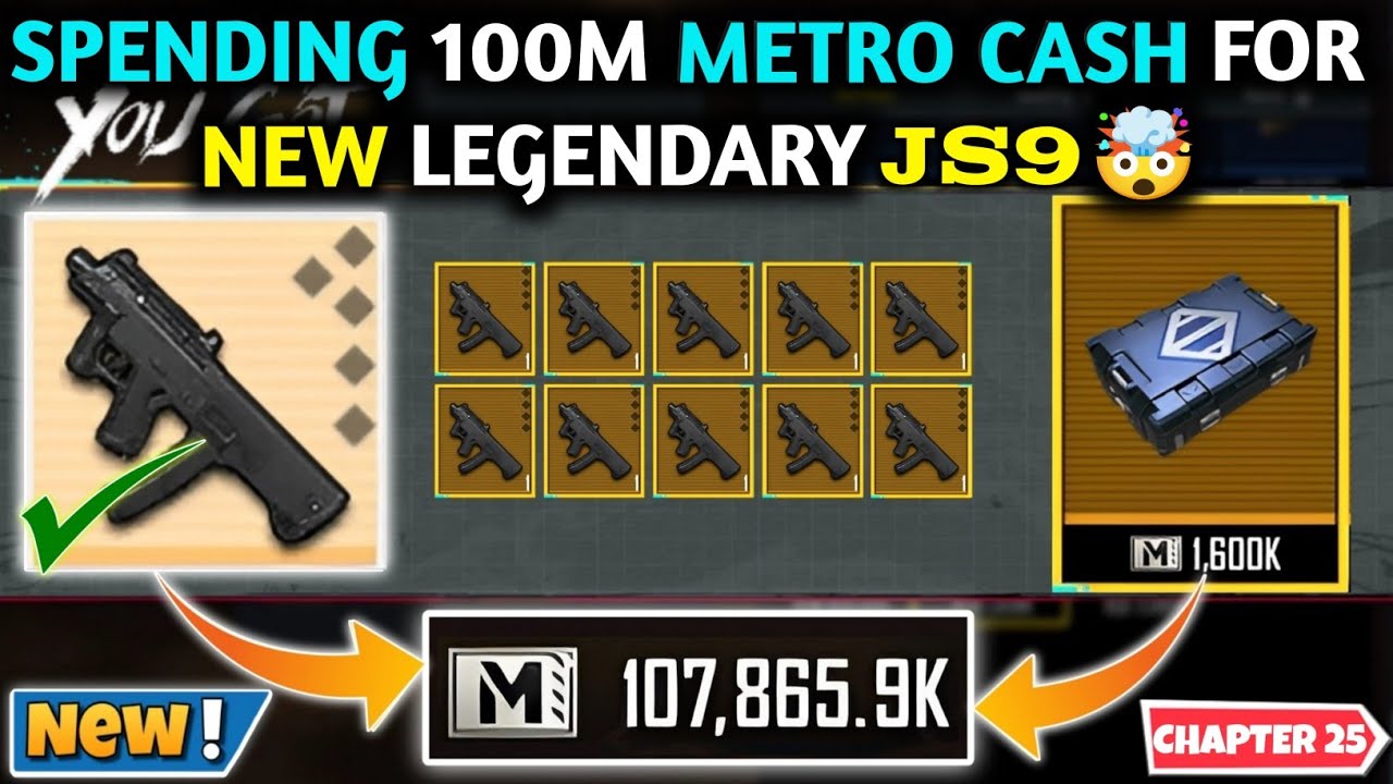 SPENDING 100M METRO CASH FOR NEW LEGENDARY JS9 🤯 PUBG METRO ROYALE CHAPTER 25