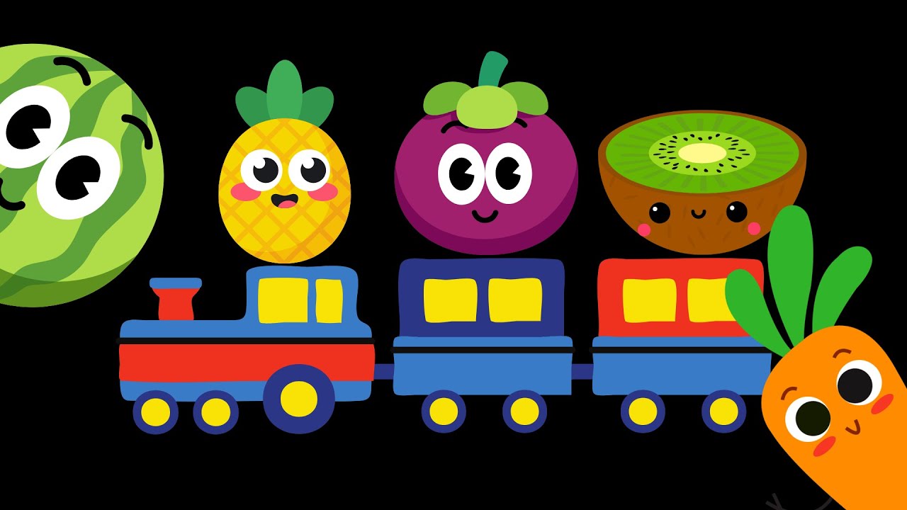 Dancing Fruit and Veggies Baby Sensory High Contrast Visuals for Baby Infant and Toddlers with Music