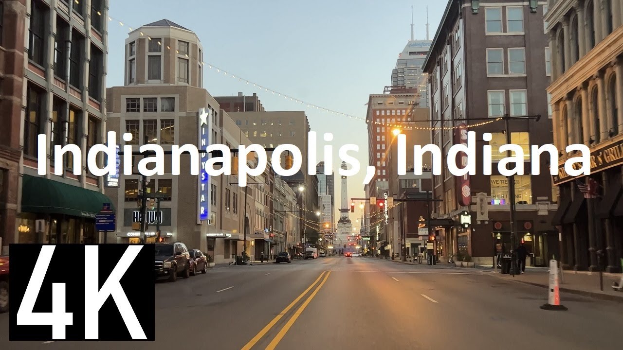 Indianapolis Driving Tour in 4K - Morning Drive Thru Downtown to JW Marriott Indy - Road Trip