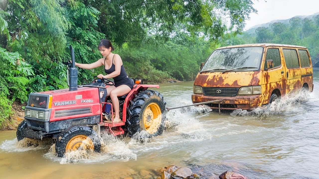 The Journey to Restore the Legendary Car: Pulling the Rusted, Abandoned Car Out of the Stream