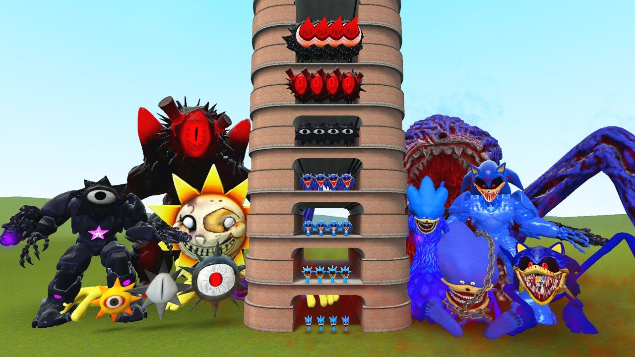 TALLGRASS LITTLE TO BIG ALL SPRUNKI MR SUN VS ALL SONIC EXE SPRUNKI FAMILY PHASES 1 - 10 in GMod !!
