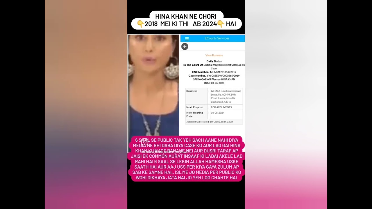 HINA KHAN CHORI CASE HEARING 8/8/2024 BORIVALI COURT