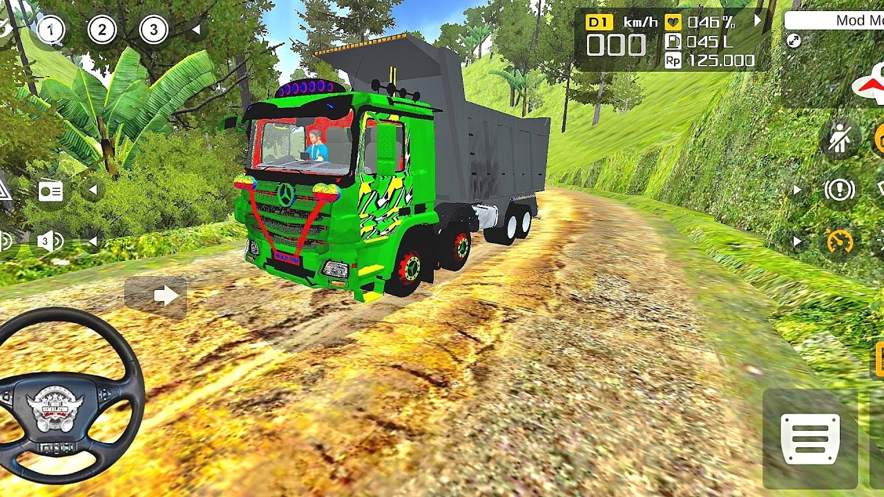 INDIAN TRUCK DRIVING BUS SIMULATOR | INDONESIA MOUNTAIN ROAD | BHARAT BENZ 12X12 TRUCK DRIVING