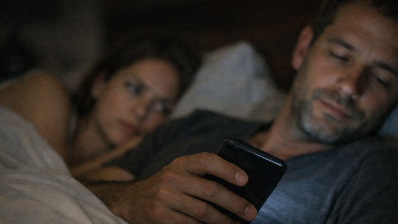 O celular dele vibrou de madrugada… e ele virou a tela quando me viu!