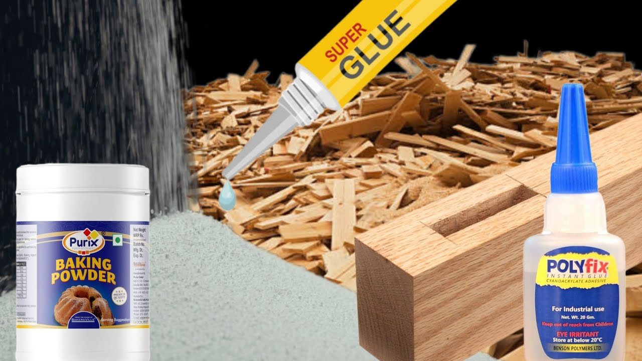 V1, Super Glue and Baking soda! Pour Glue on Baking soda with scrapped wood and amazing with results