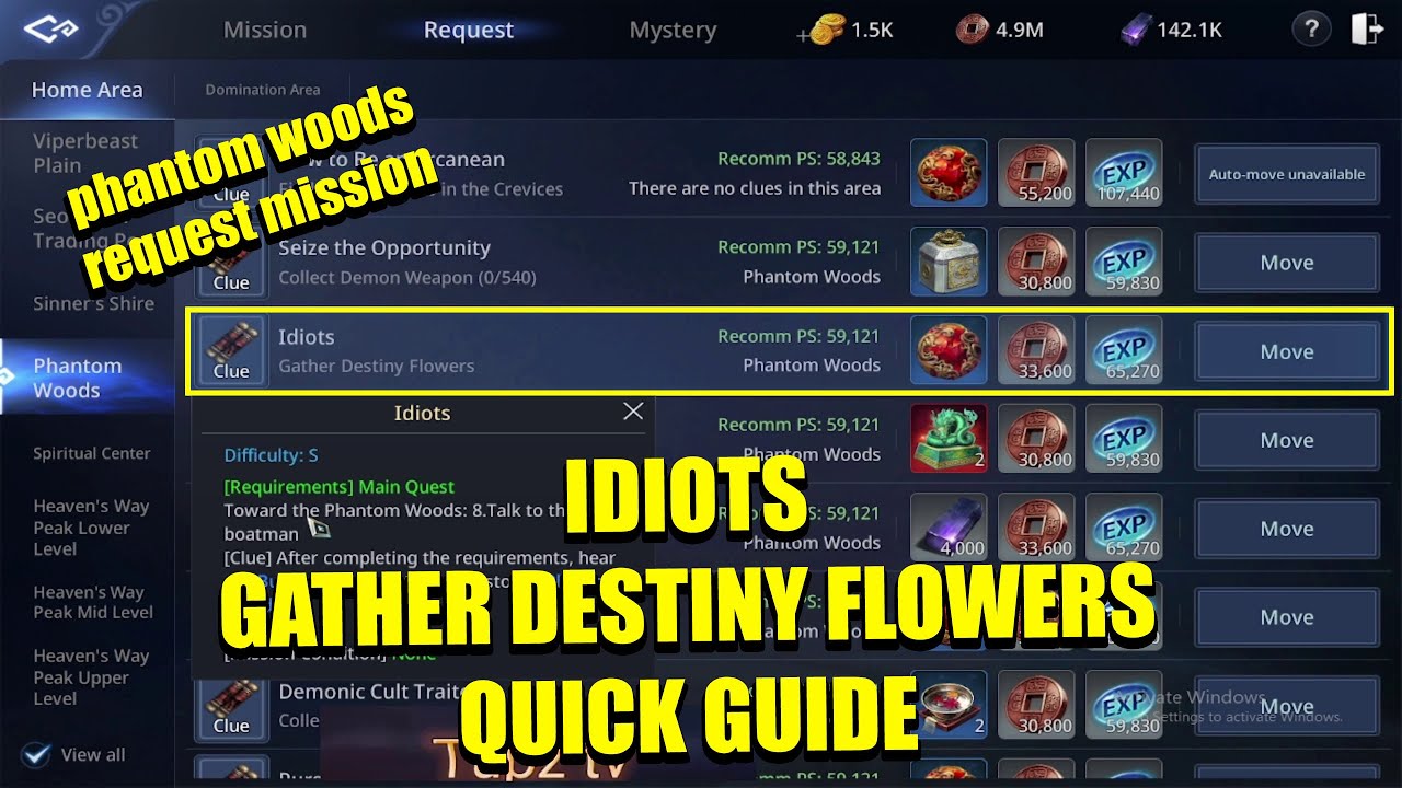 MIR 4 - REQUEST MISSION | IDIOTS  [ GATHER DESTINY FLOWER ]