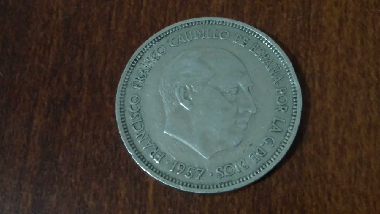 عملات قديمة عملة فرونكو 25 ptas  spain  europa    1957