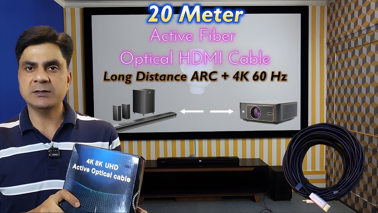 20 Meter Fiber Optical HDMI cable to connect  Long Distance Soundbar & Projector | ARC and 4K 60 Hz