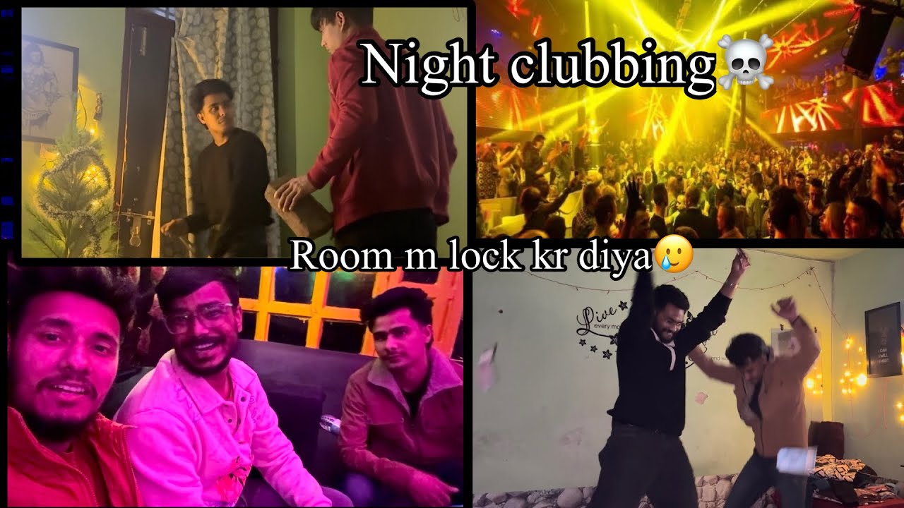 Night clubbing☠️||room lock prank || gate tod diya🥲#viral #funny #night #nightlife #club #vlog 