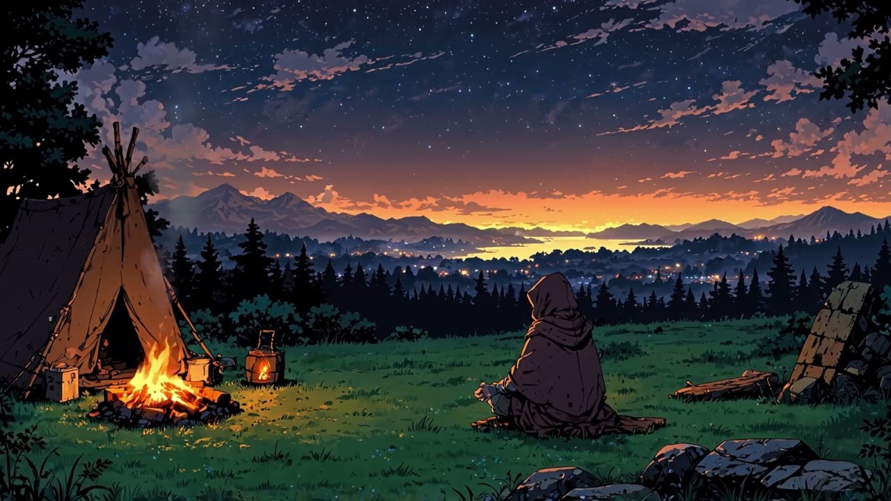 Rest Here, Traveler 🌙 Cozy Medieval Campfire Ambience | Pixel Art