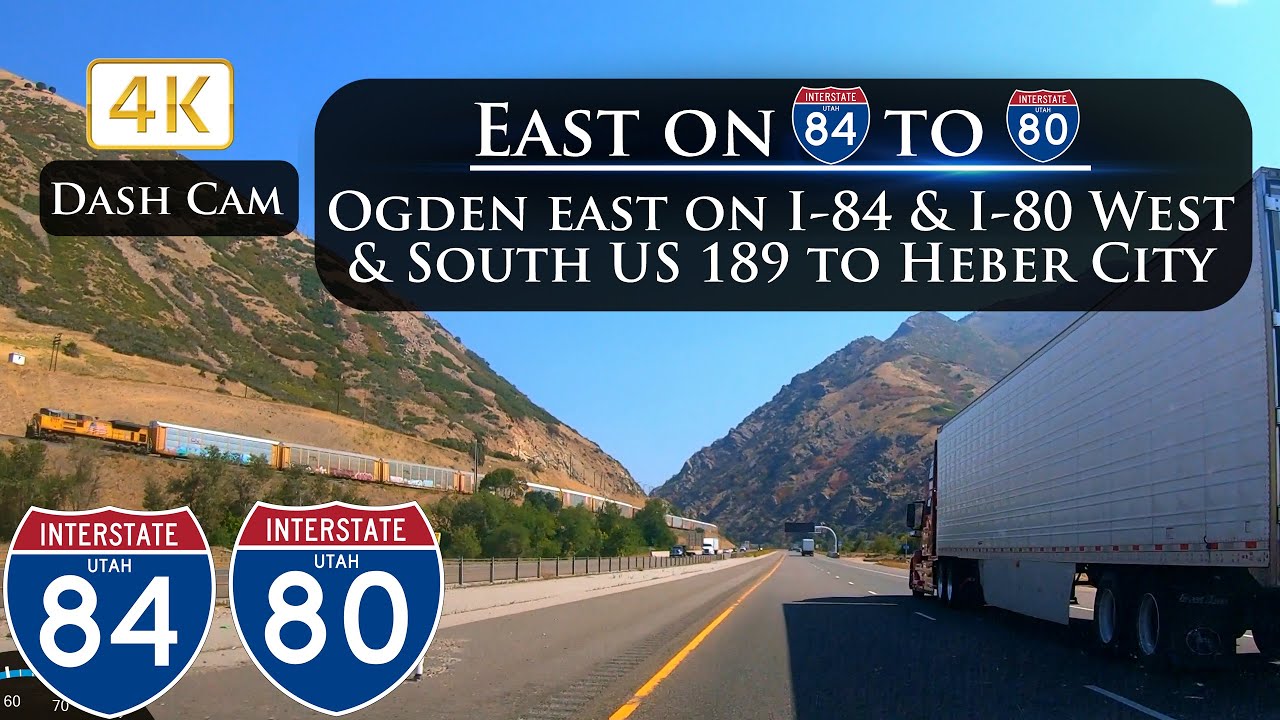 Driving I-84 in Weber Canyon to I-80 and Heber City Utah in 4K