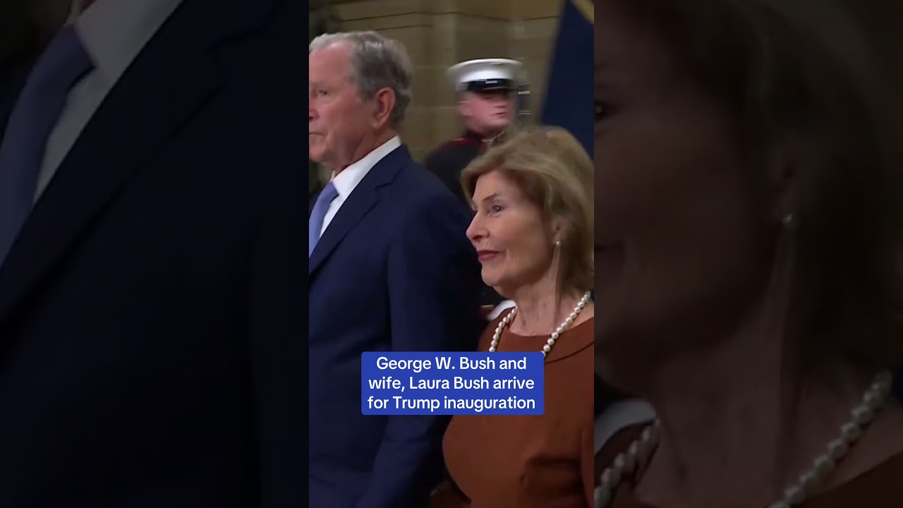 George W. Bush and wife, Laura Bush arrive at Trump inauguration