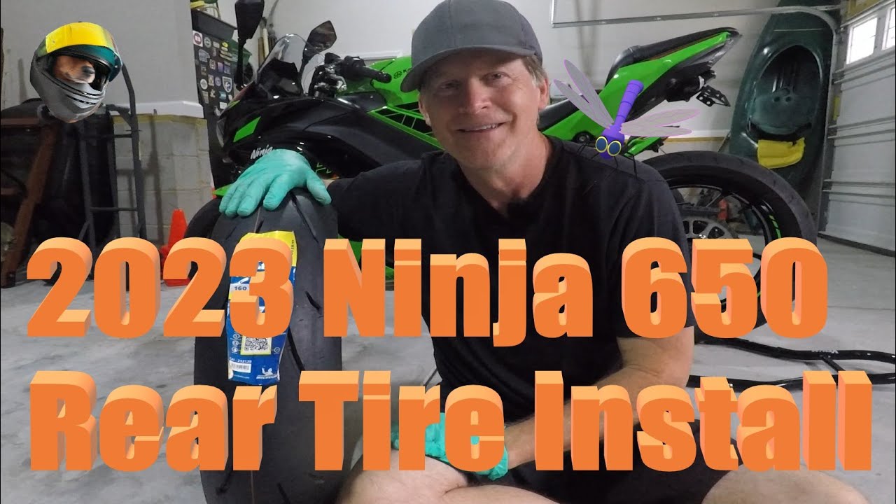 Каждый шаг по замене задней шины на Ninja 650 2023 года, включая балансировку колеса