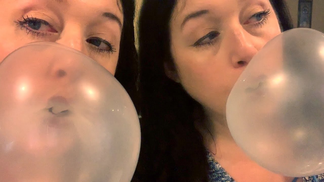 Blowing bubblegum bubbles again with ice breakers gum!