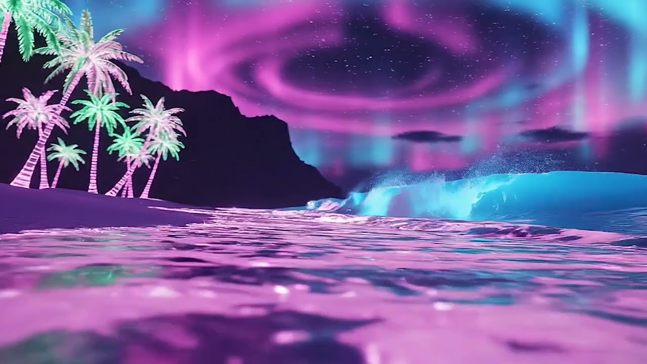Neon Beach Screensaver 20 Hours