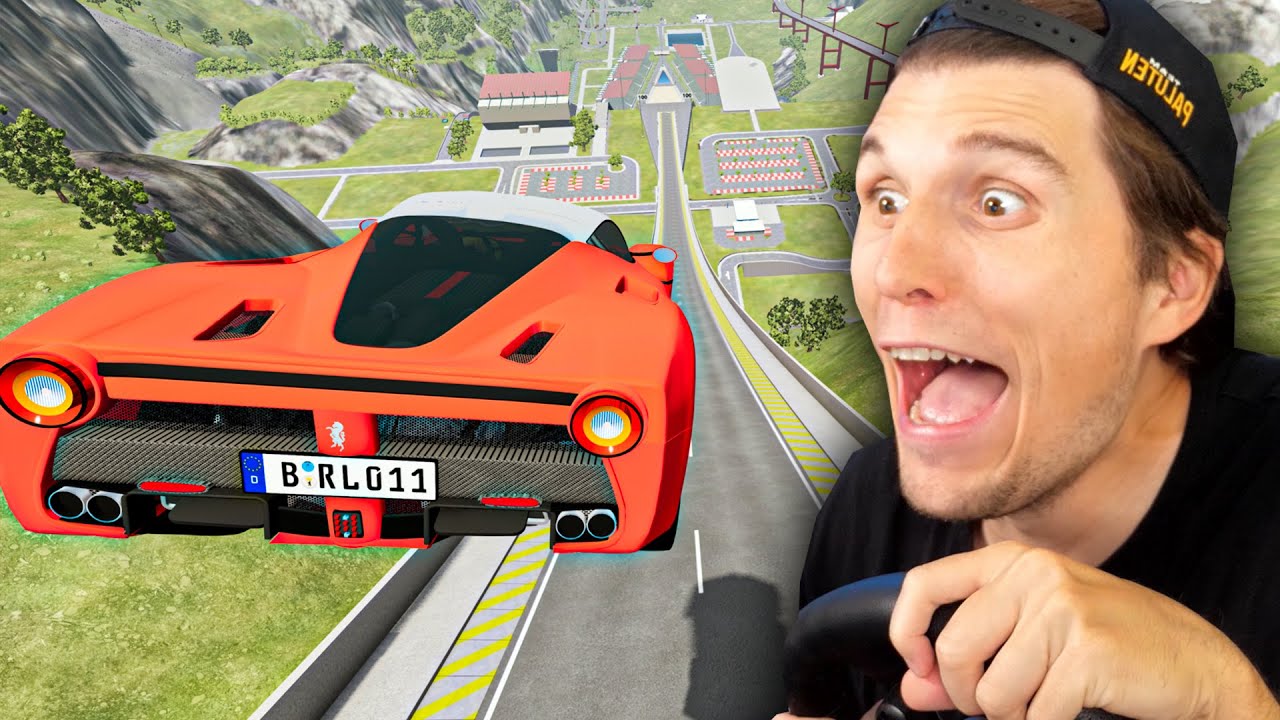 Mit 15 ZUFÄLLIGEN Autos über die XXL Sprungschanze | BeamNG