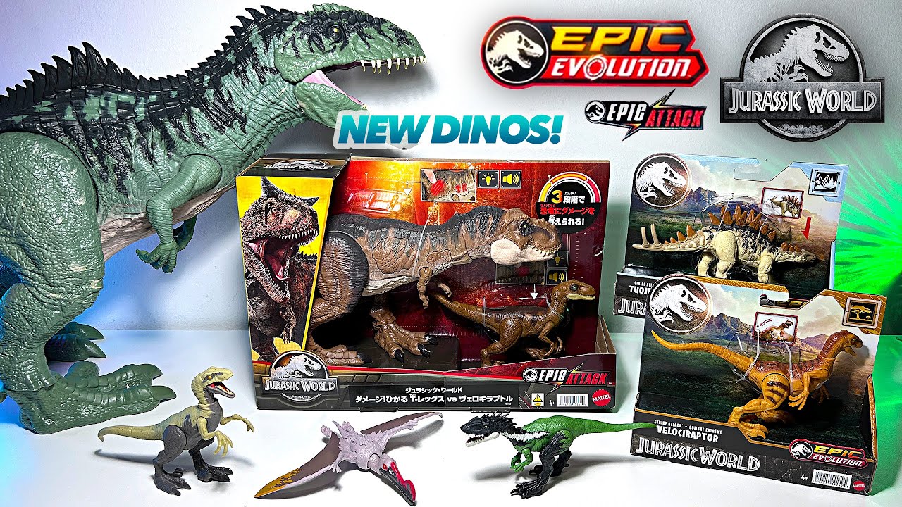 Unboxing NEW Jurassic World Dinosaurs Toys! T-Rex, Raptor, Tuojiangosaurus, Epic Evolution
