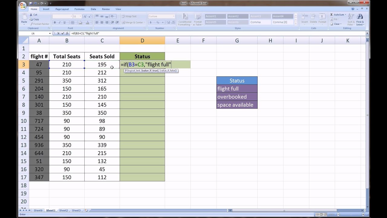 Excel Nested IF function