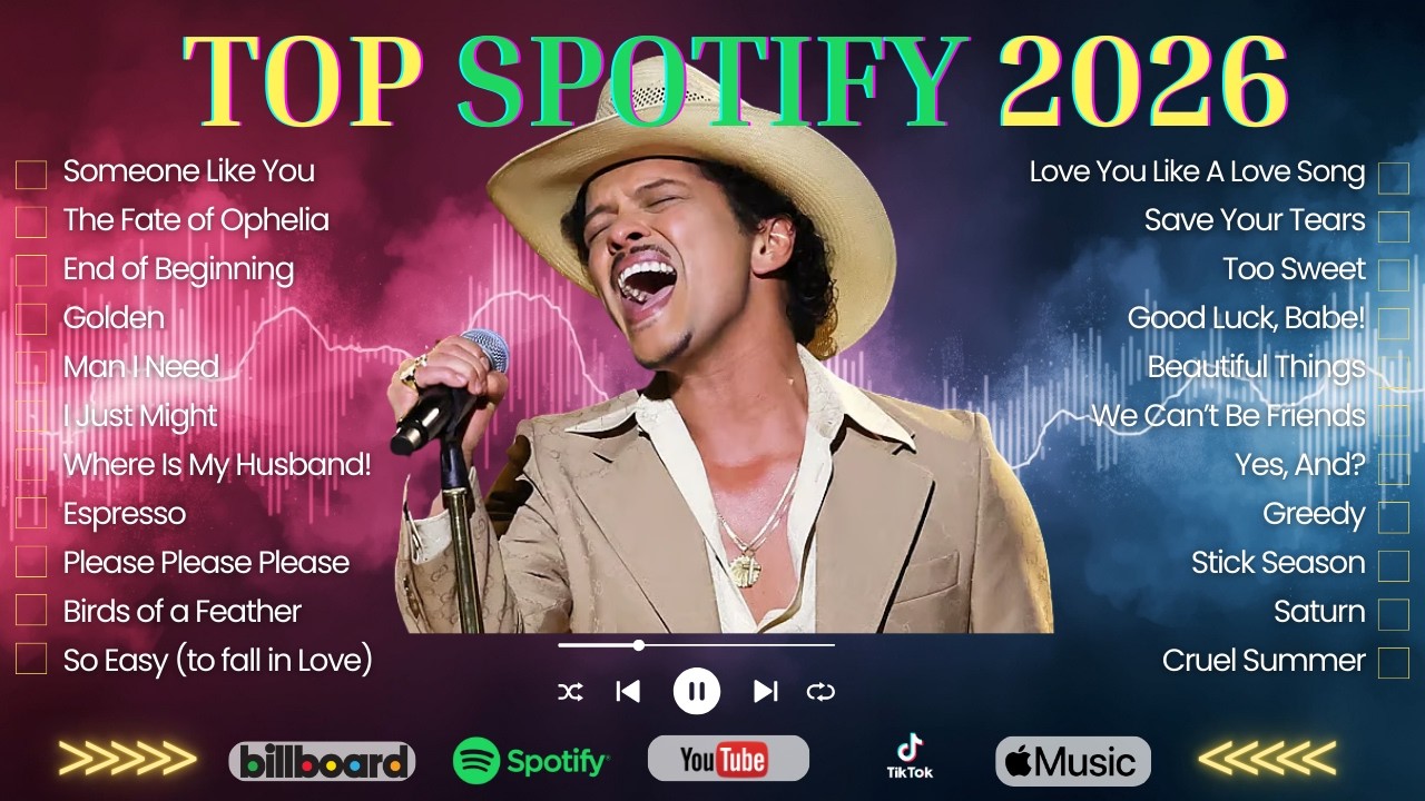 Top Spotify 2026! English Songs 🎵 Bruno Mars, Adele, Ed Sheeran, Taylor Swift, Lady Gaga, Rihanna
