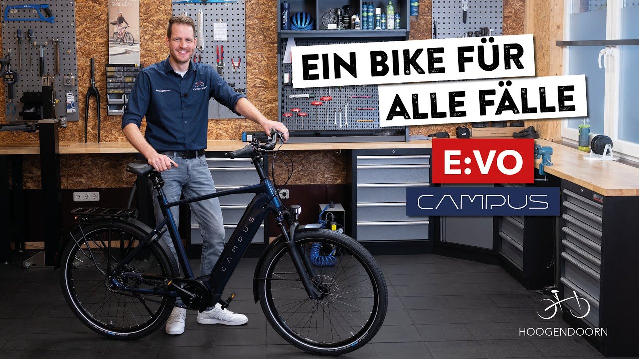 Ein E-Bike für alle Fälle. Das E:vo von Campus ist perfekt für jeden Einsatzzweck.