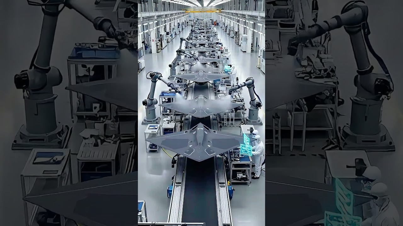 Stealth aircraft production line! Building the #shorts #stealth #aircraft #militarytech #viralshorts