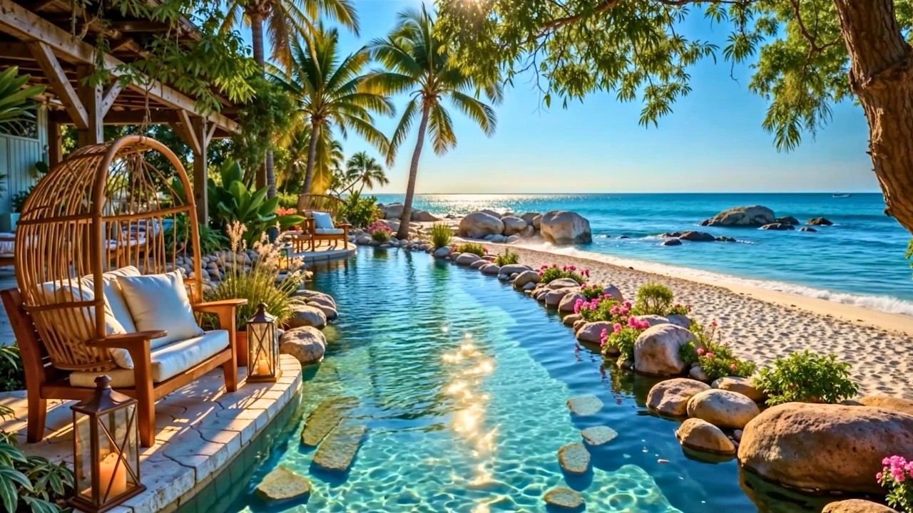 Endless Summer at a Tropical Bossa Nova Cafe 🌴☀️ Relaxing Jazz & Ocean Breeze