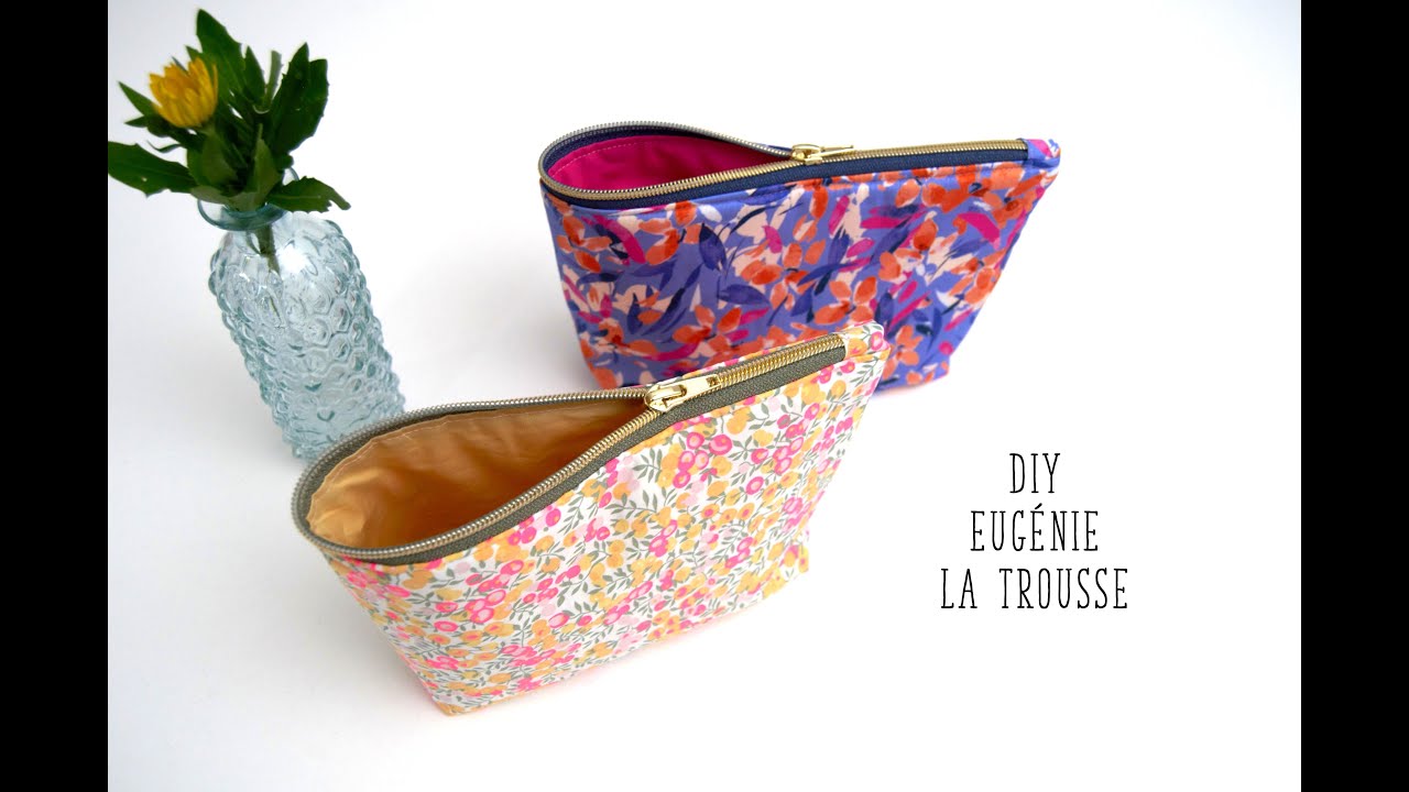 Coudre Eugénie la trousse avec un seul côté du zip, tuto trousse facile