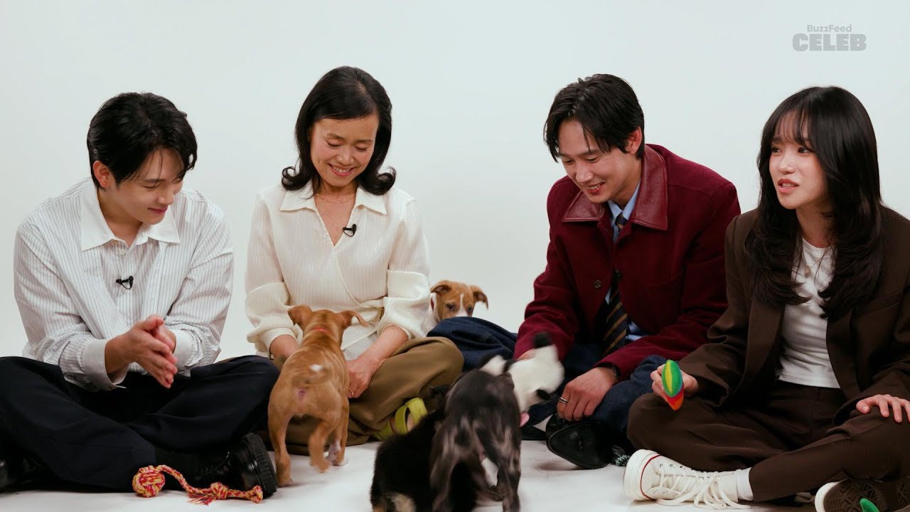 イカゲームのみんなが子犬と一緒にインタビュー！