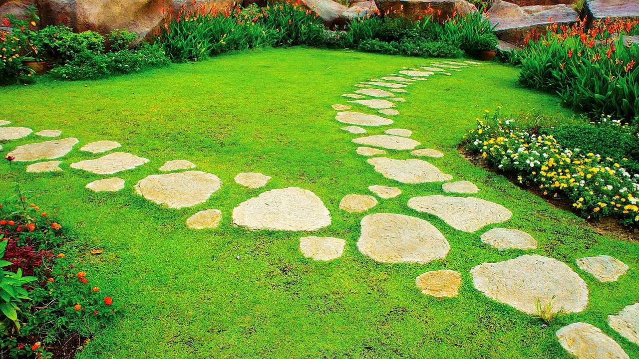 NATURAL! STONE GARDEN PATHWAY DESIGN IDEAS | STEPPING STONES WALKWAY IDEAS FOR CREATIVE LANDSCAPE
