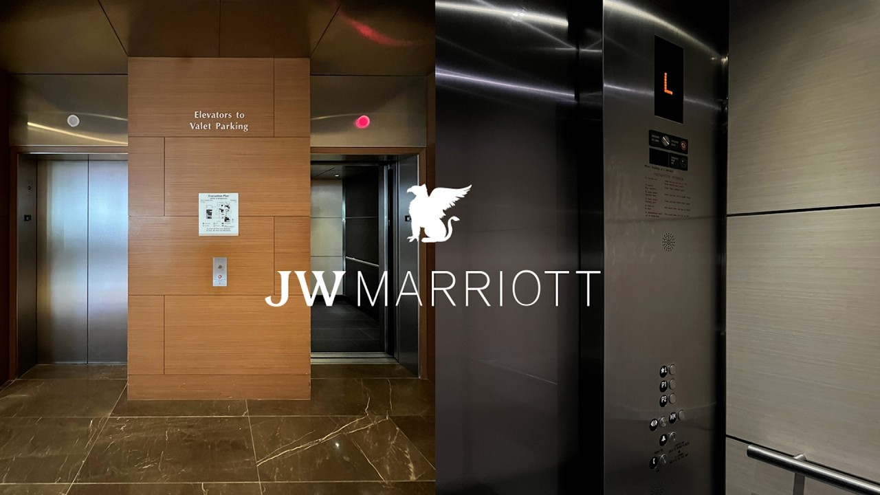High-Pitched Chime! Mitsubishi Traction Parking Elevators - JW Marriott L.A. LIVE - Los Angeles, CA