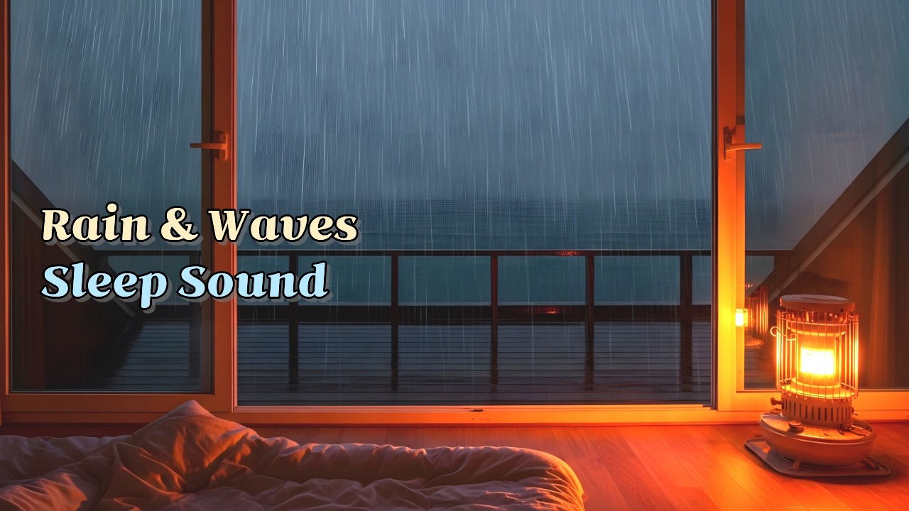 Rainy Ocean Night from Cozy Room🌙🌊 | Deep Sleep Rain & Waves