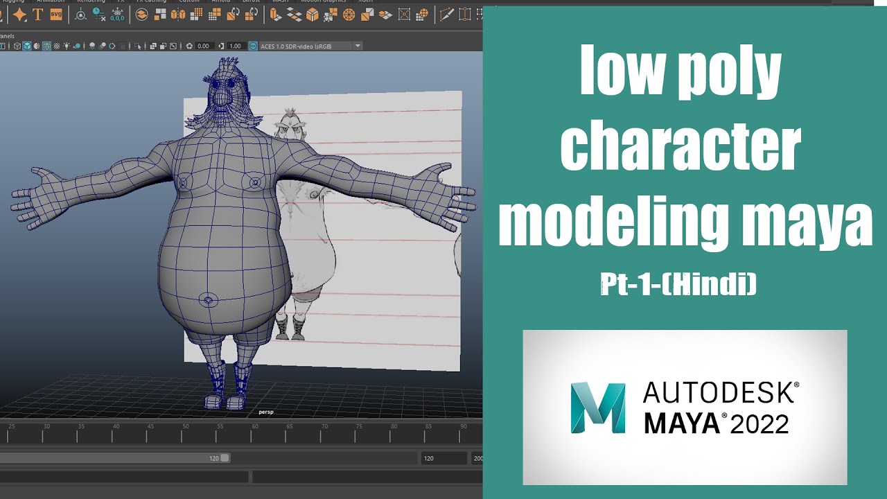Low poly modeling | character modeling in Maya-pt-1-(Hindi)