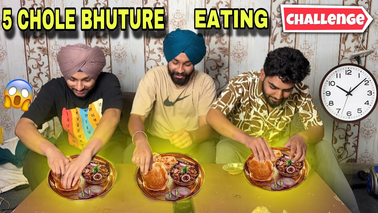 5 CHOLE BHATURE CHALLENGE WITH FRIENDS😱 / STREET FOOD EATING CHALLENGE😱 ~ Prabh buttar😍